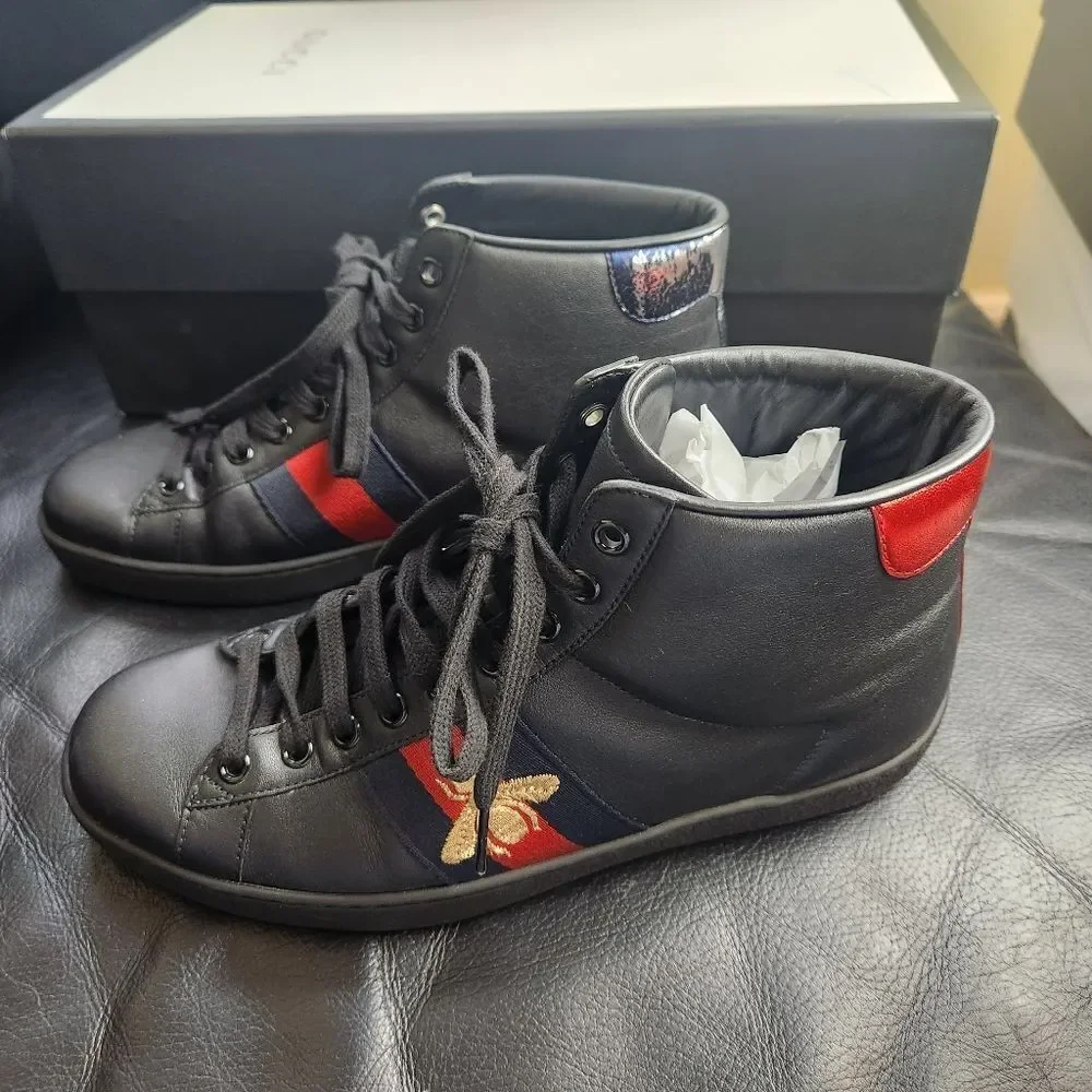 GUCCI ACE High Top 'Bee' sneakers size 5 BNWB with defect